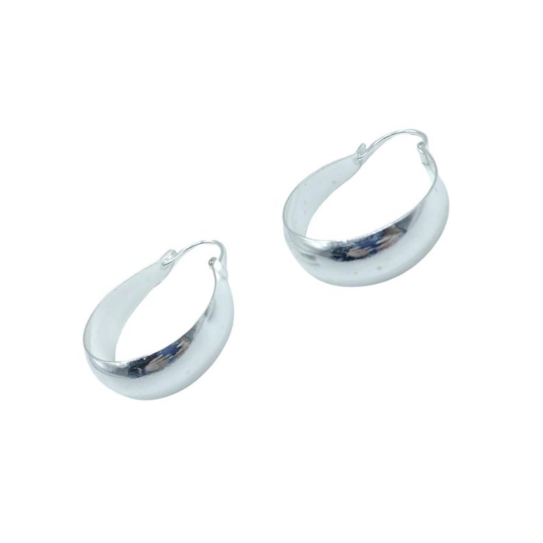 Aro Argolla Bote Mediana 22 Mm Plata Ley 925Mas Estuche-0