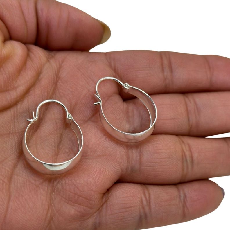 Aro Argolla Bote Mediana 22 Mm Plata Ley 925Mas Estuche-1