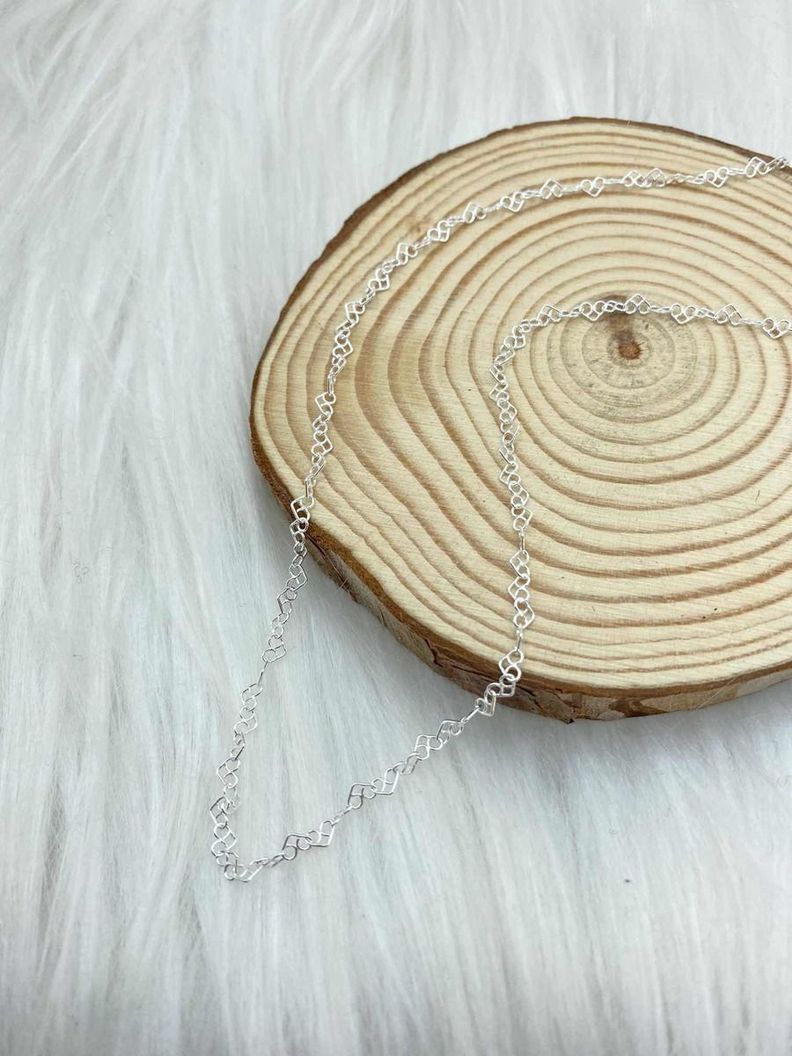 Collar De Corazones Calados 40 Cm Plata Ley 925 -1