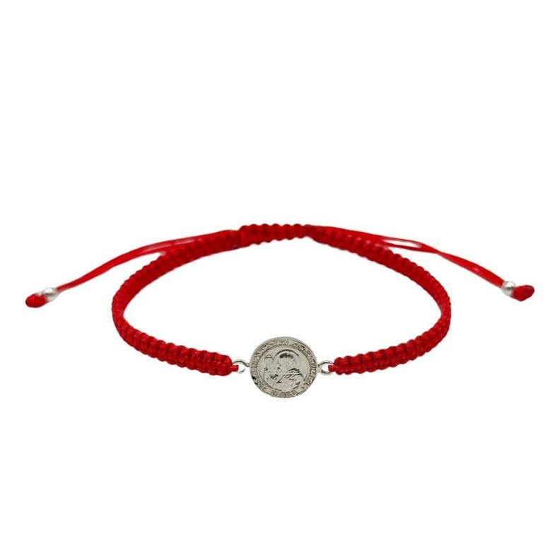 Pulsera Hilo Rojo San Benito Plata-0