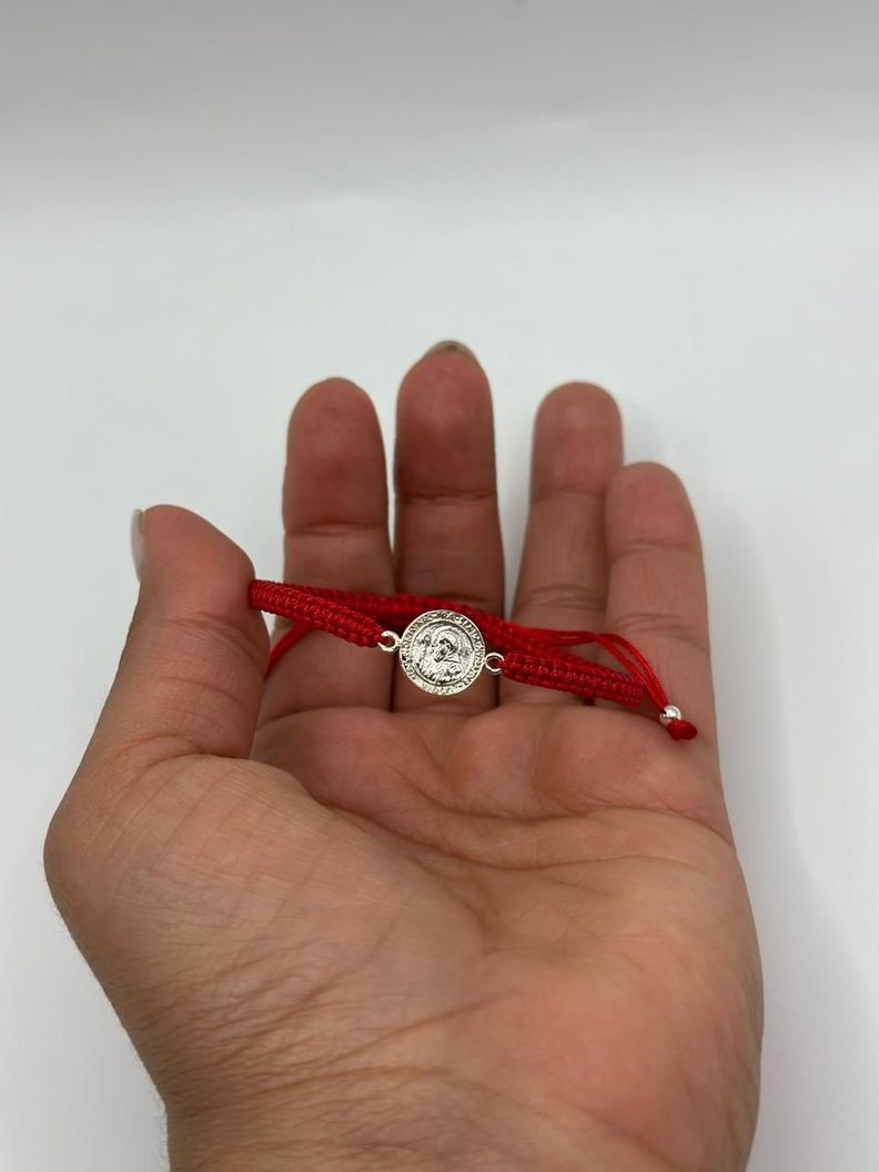 Pulsera Hilo Rojo San Benito Plata-1