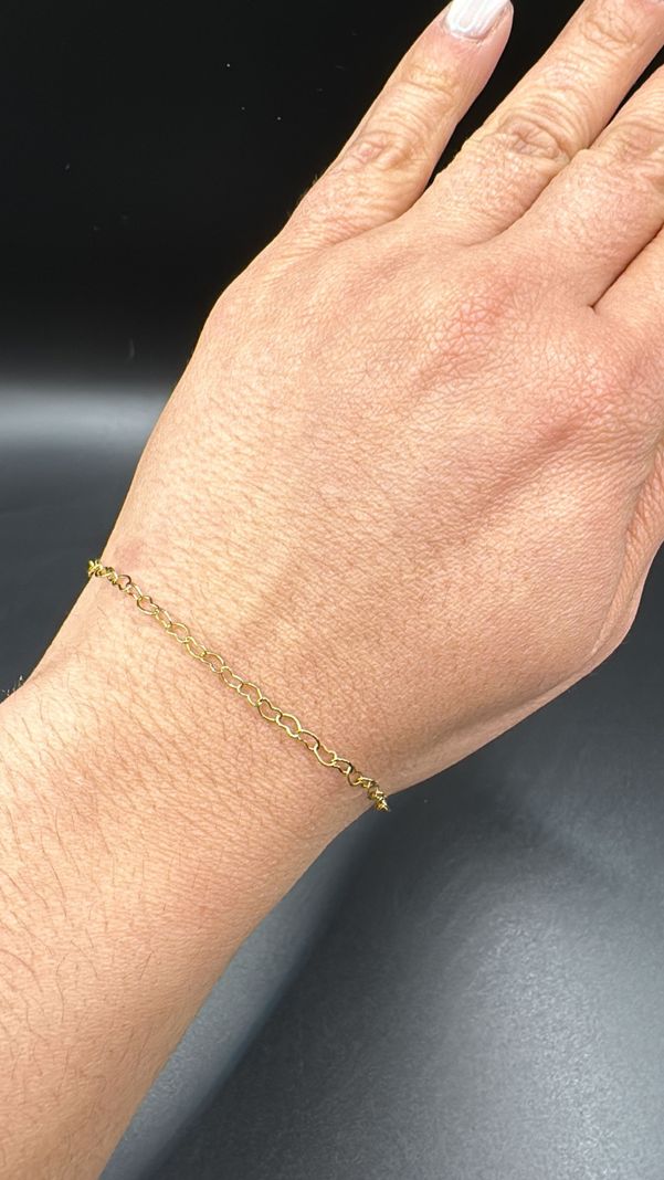 Pulsera Juvenil Corazones Calados Enchapada Oro-1