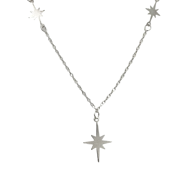 Collar Cadena Juvenil Estrellas Plata-0