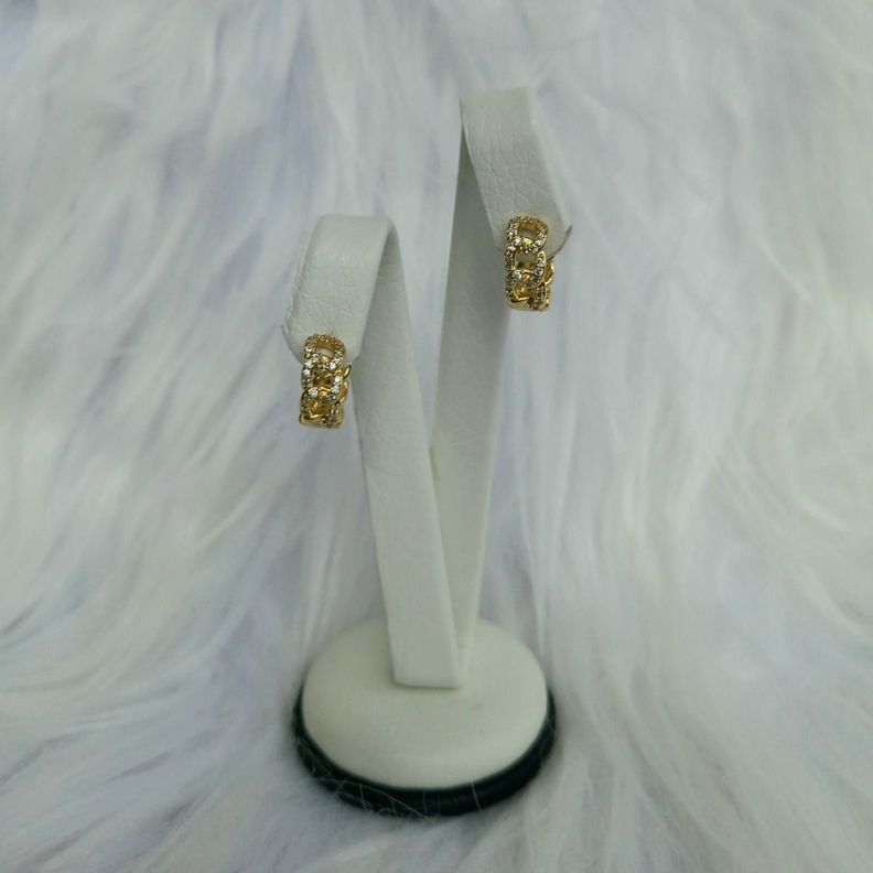 Aros Argolla Para Dama Plata S925 Con Baño En Oro Y Circones-1