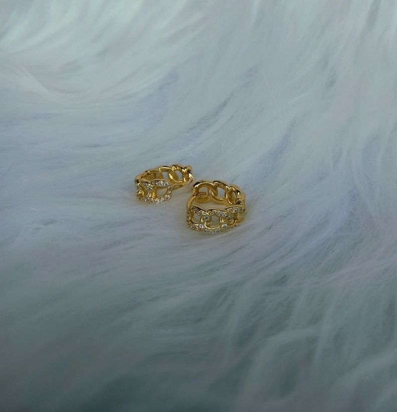 Aros Argolla Para Dama Plata S925 Con Baño En Oro Y Circones-3