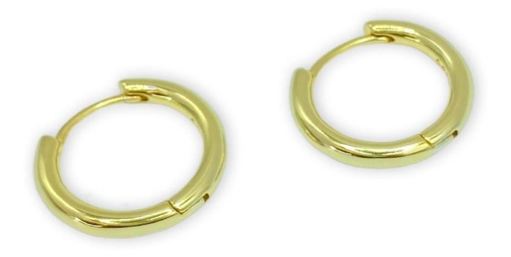 Aros Argolla Lisa 16 Mm Plata Baño Oro-0