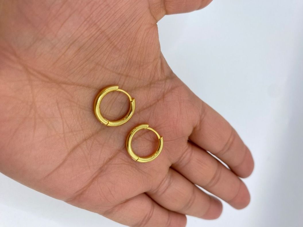 Aros Argolla Lisa 16 Mm Plata Baño Oro-1