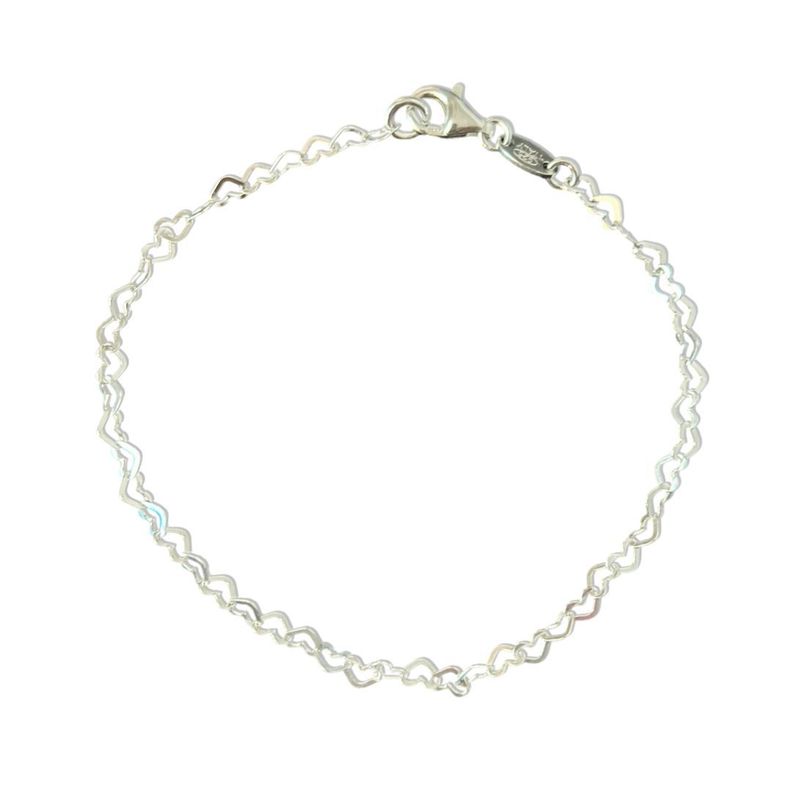 Pulsera Juvenil Corazones Calados Plata-0