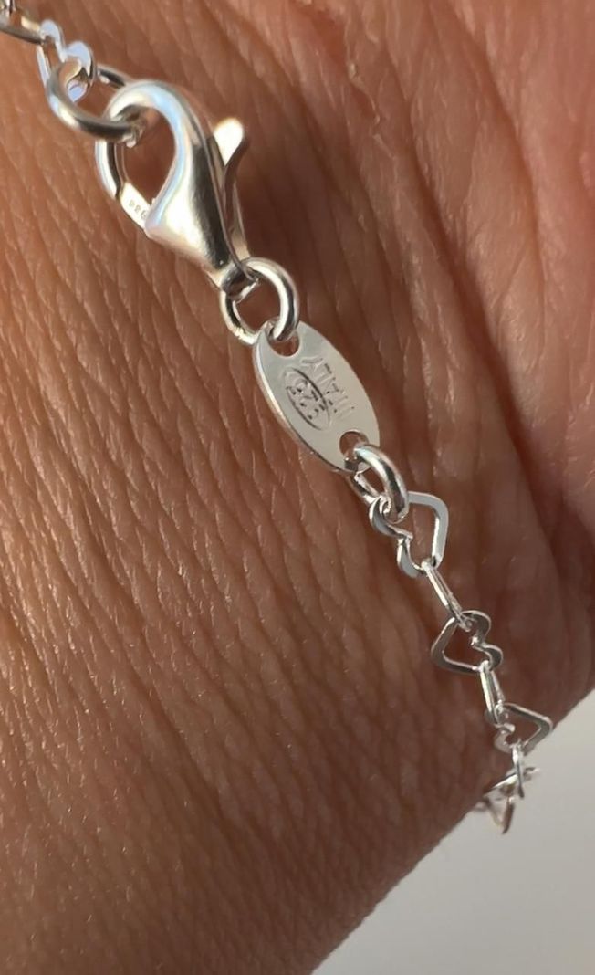 Pulsera Juvenil Corazones Calados Plata-1