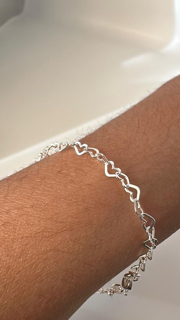 Pulsera Juvenil Corazones Calados Plata-2