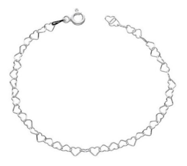 Pulsera Juvenil Corazones Calados Plata-3