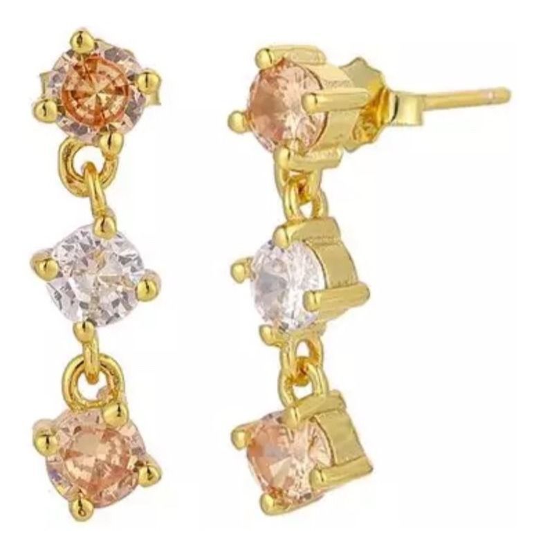 Aros Colgante Circones Plata Ley S925 Baño En Oro -0