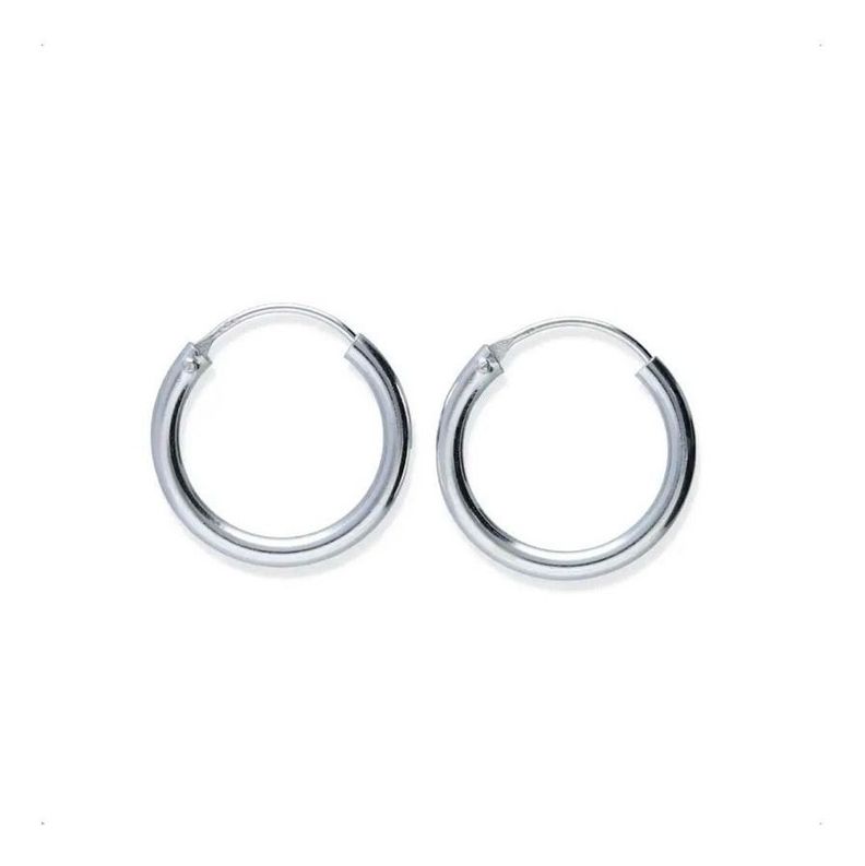 Aros Argolla Piercing Pequeños Liso 10 Mm Plata Italiana 925-0