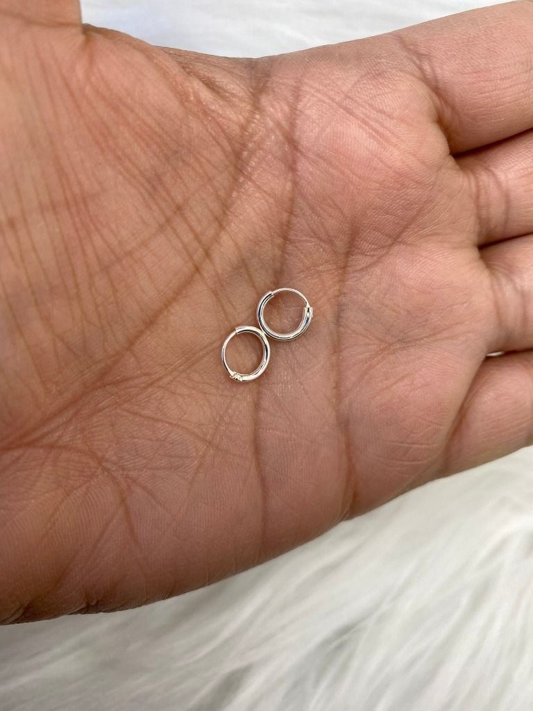 Aros Argolla Piercing Pequeños Liso 10 Mm Plata Italiana 925-1