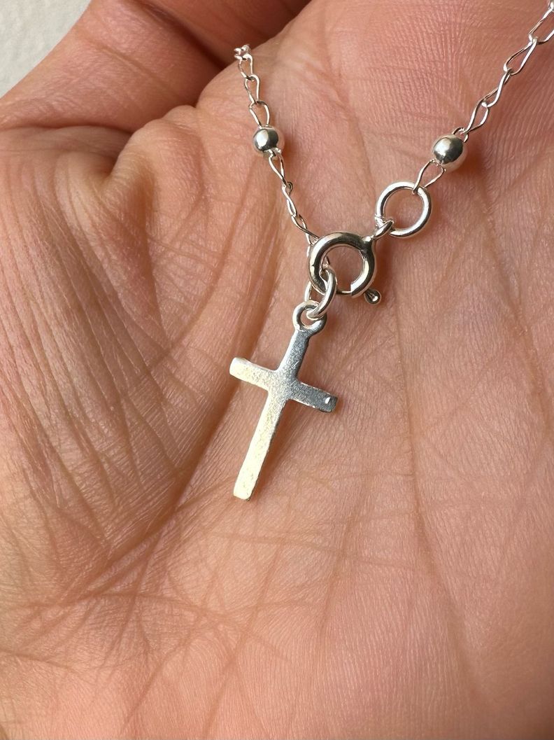 Pulsera Denario Rosario Cruz Plata-0