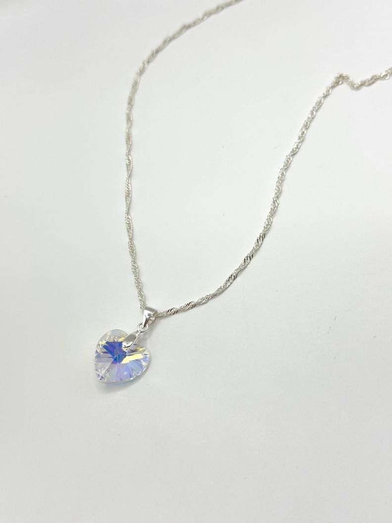 Collar Corazón Swarovski Cadena Veneciana Plata 925-1
