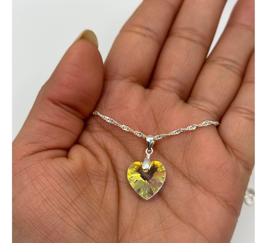 Collar Corazón Swarovski Cadena Veneciana Plata 925-2