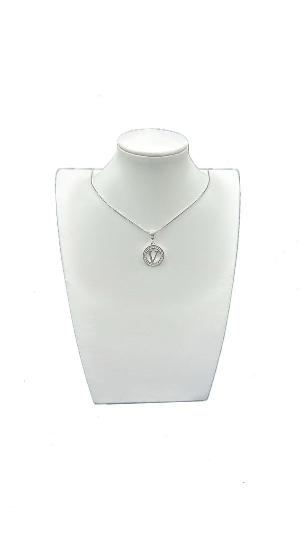 Collar Cadena Dije Letra V Juvenil Circones Plata
