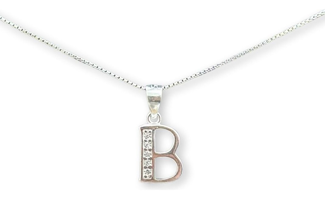 Collar Cadena Letra B Circones Plata-0