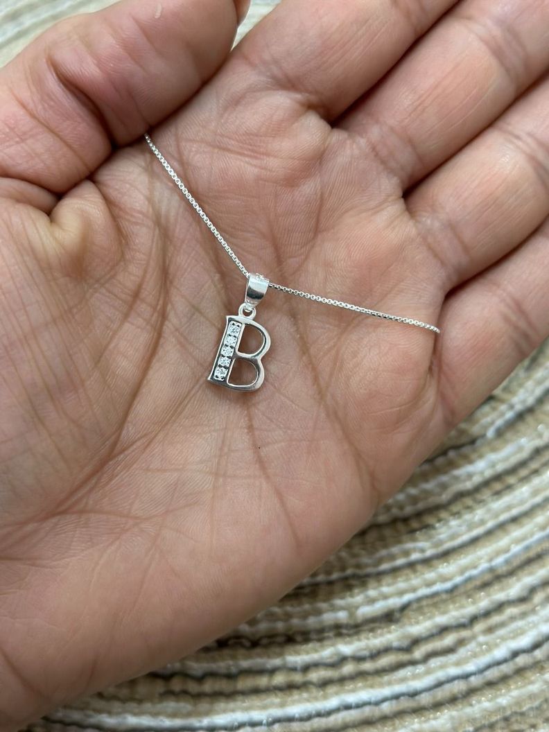 Collar Cadena Letra B Circones Plata-1