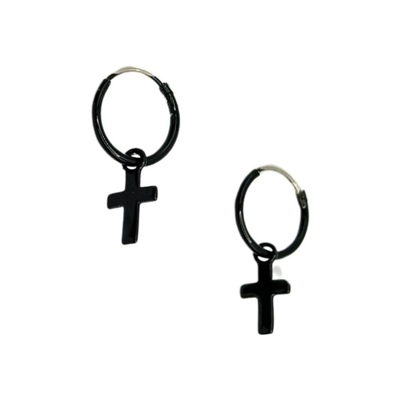 Aros Argolla Cruz Colgante Plata 925-0