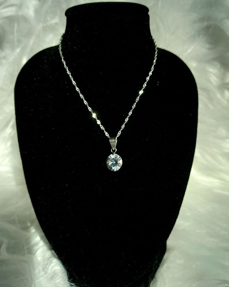 Collar Punto De Luz Circón Suizo Plata Italiana Ley 925 50cm-1