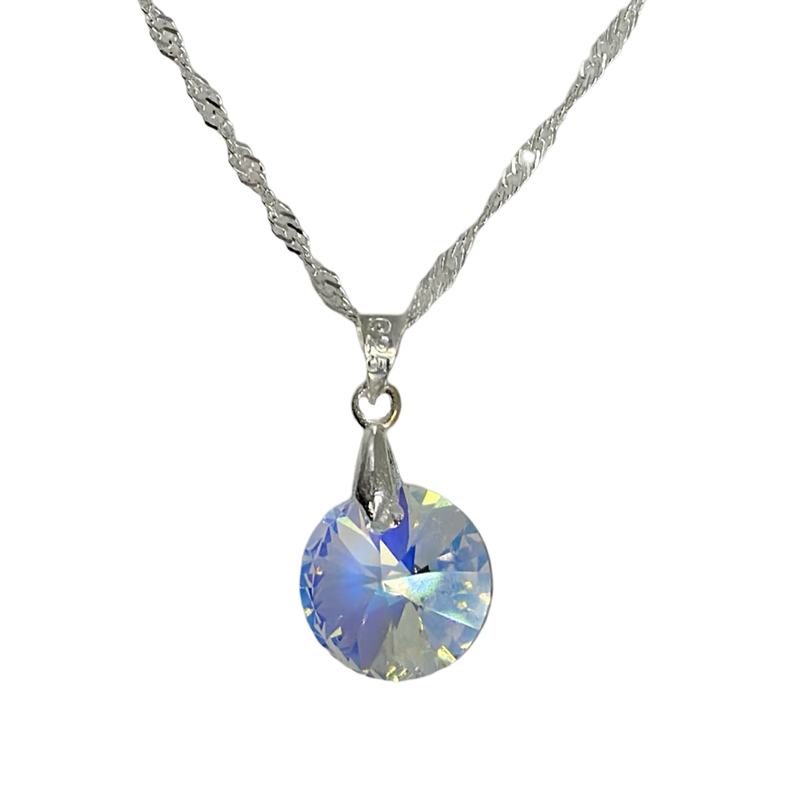 Collar Punto De Luz Cristal Tornasol Plata-0