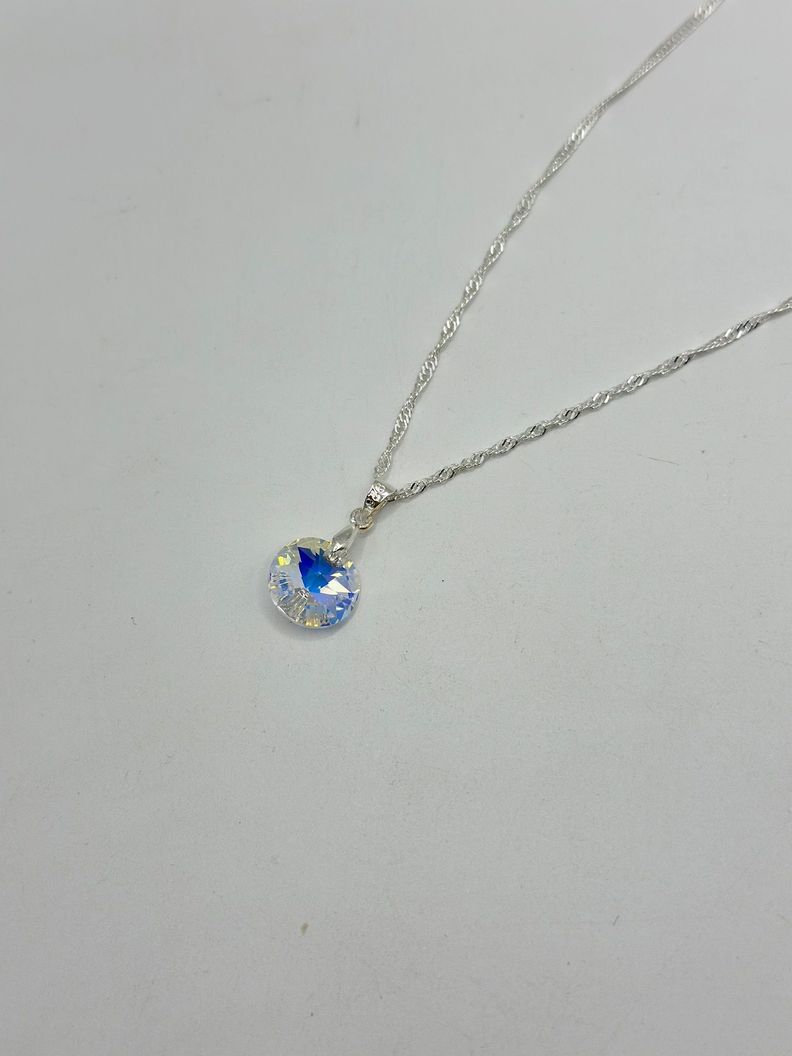 Collar Punto De Luz Cristal Tornasol Plata-1