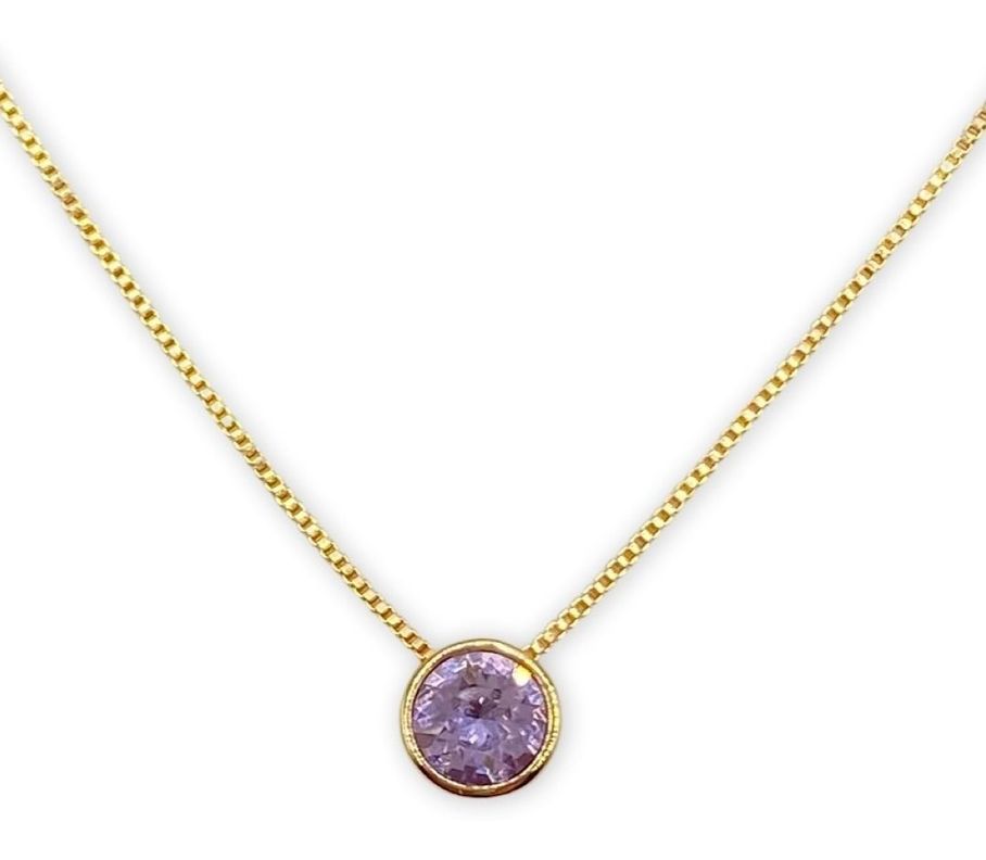 Collar Punto Luz Cristal Lavanda Baño Oro-0