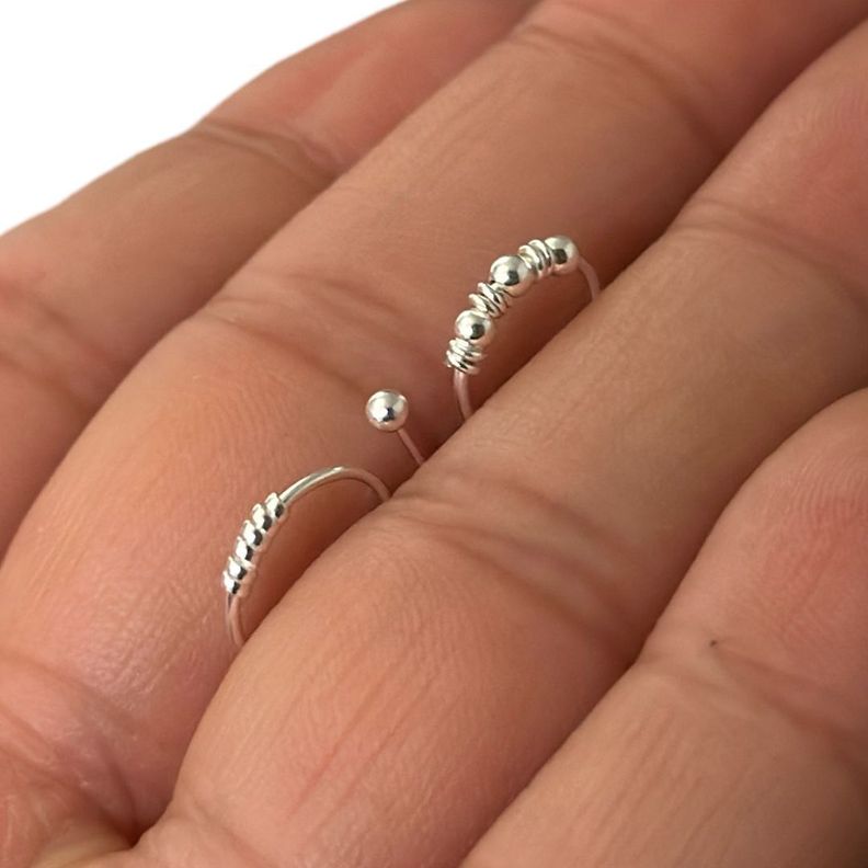 Pack 3 Piercing Nariz Bolita Envejecido Plata Fina + Caja-1