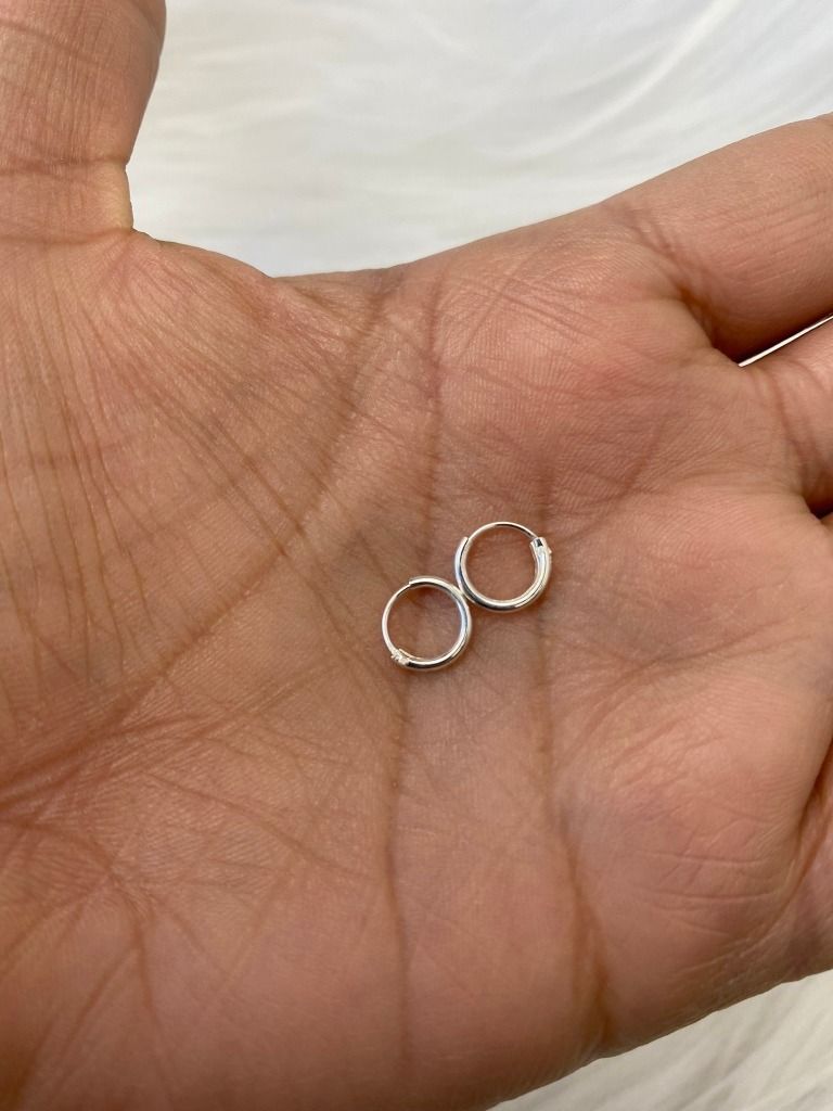 Aros Argolla Pequeño Liso 12 Mm Plata Italiana 925-1
