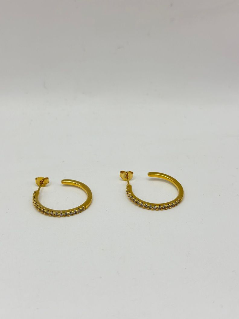 Aro Media Argolla Grande Circones Enchapado Oro-2