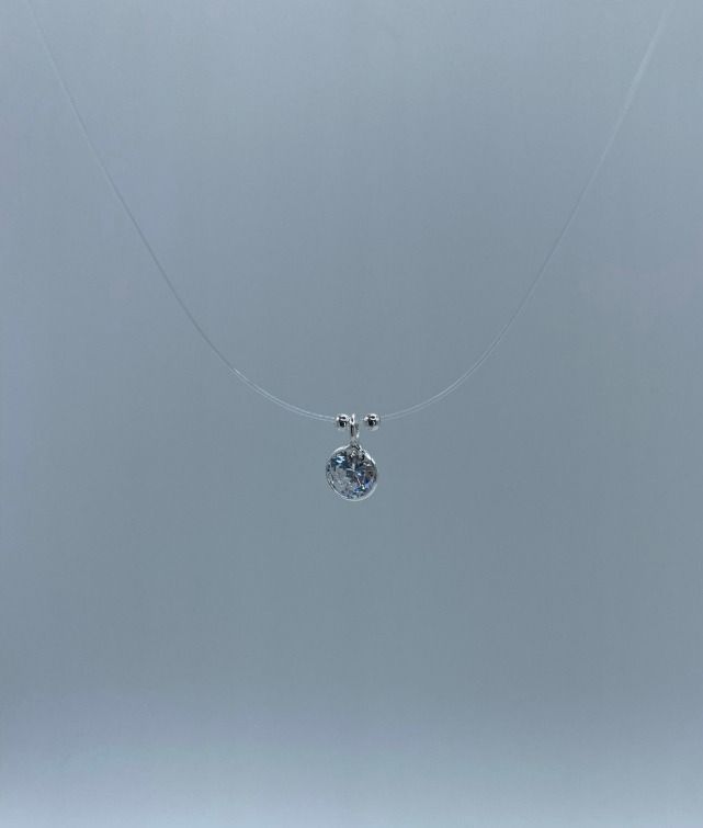 Collar Punto Luz Invisible Nylon 45 Cm Plata Italiana 925-1