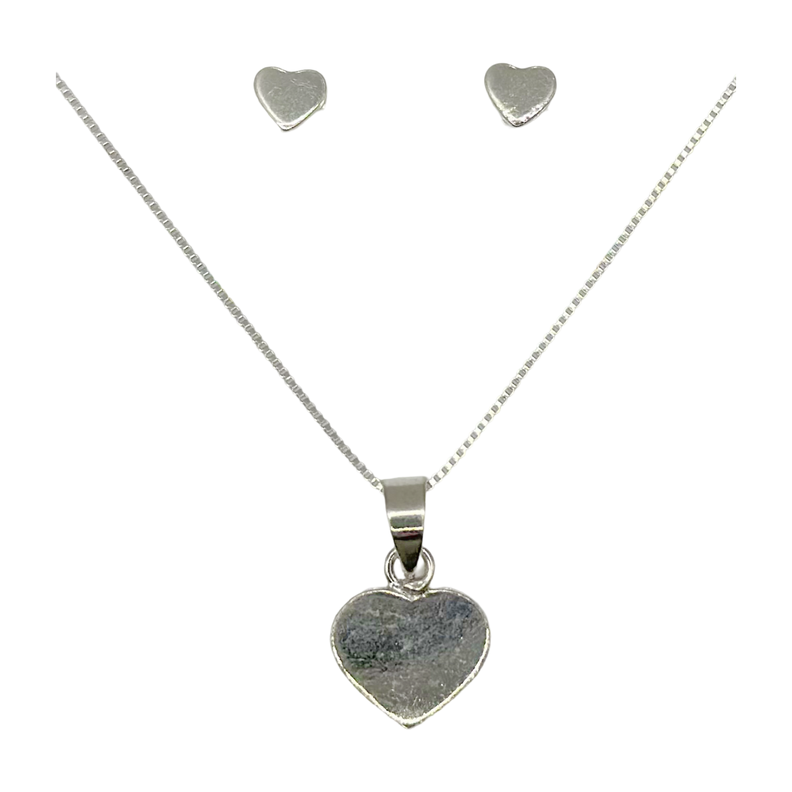 Conjunto Collar Aros Corazon Plata-0