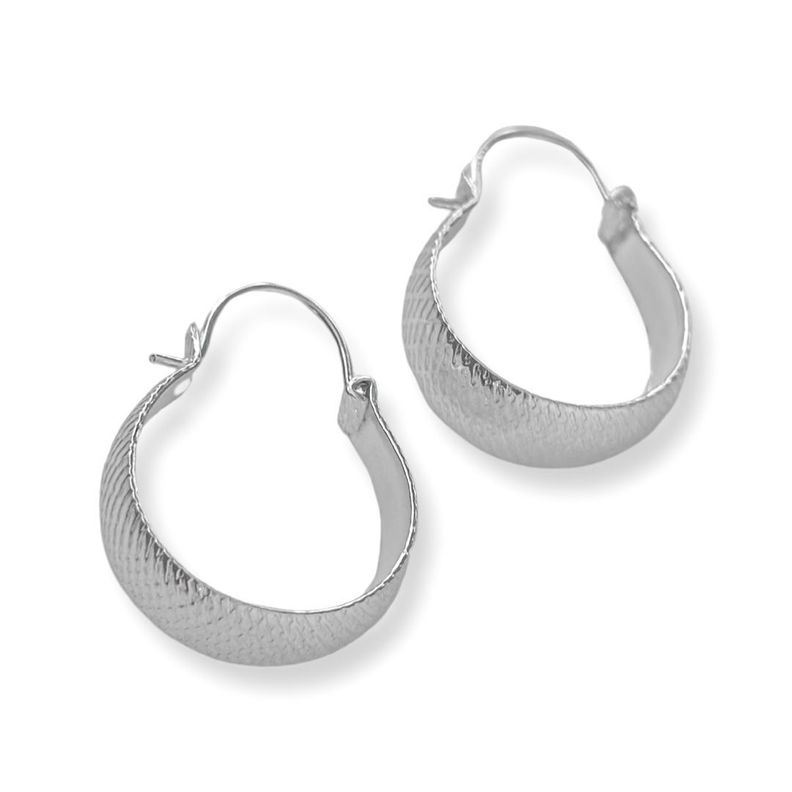 Aros Argolla modelo bote diseño facetado plata Italiana ley 925 mas caja regalo -0