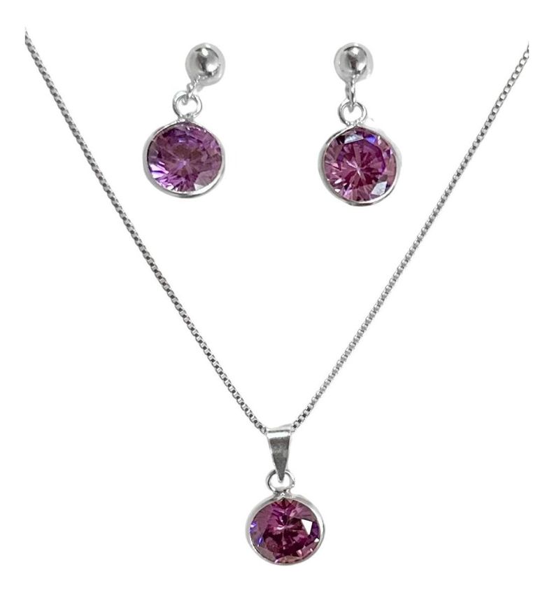 Conjunto Punto Luz Morado Plata-0