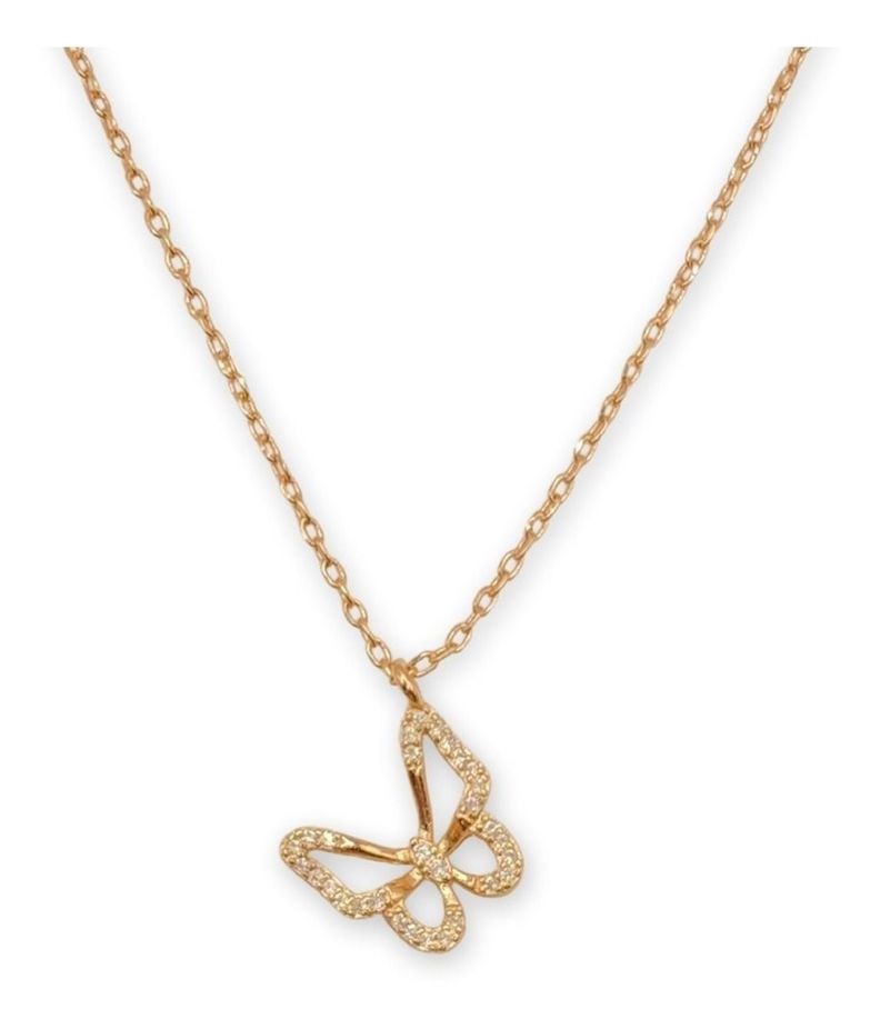 Collar Dama Mariposa Circones Plata S925 Baño Oro Rosado-0