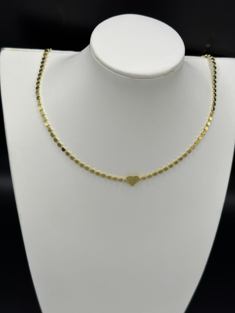 Collar Juvenil Bolitas Corazón Baño Oro-0