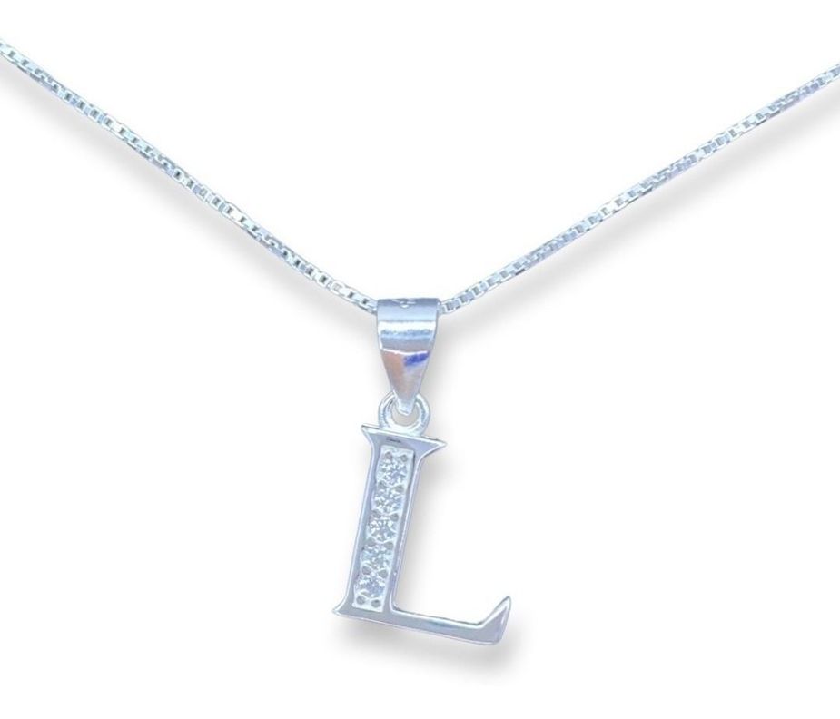Collar Letra L Circones Veneciana Plata -0