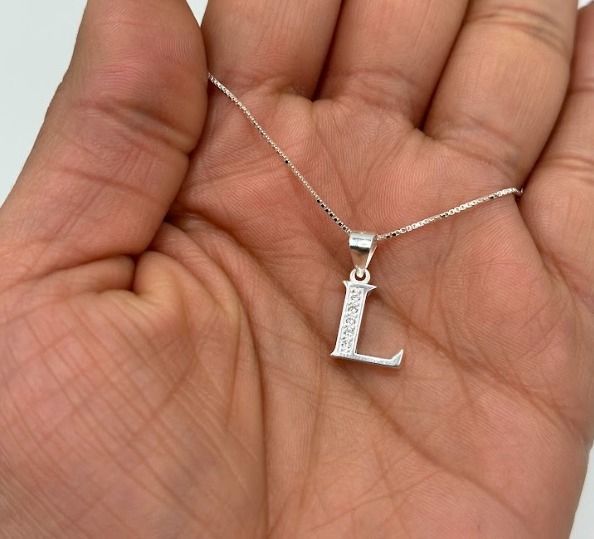 Collar Letra L Circones Veneciana Plata -1