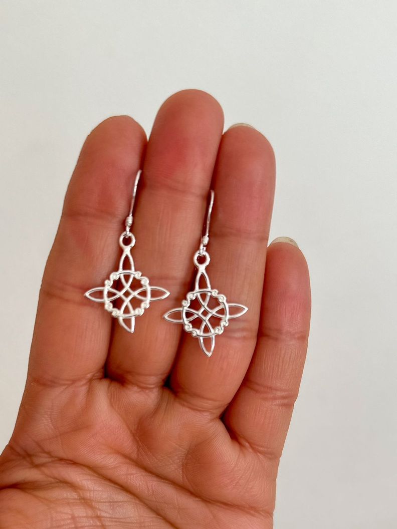Aros Nudo De Bruja Proteccion Colgante Amuleto Plata 925-1