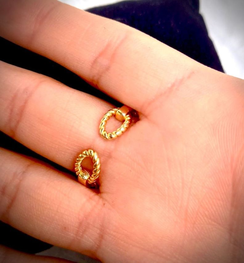 Anillo Ajustable Modelo Cadena Plata Baño En Oro-3