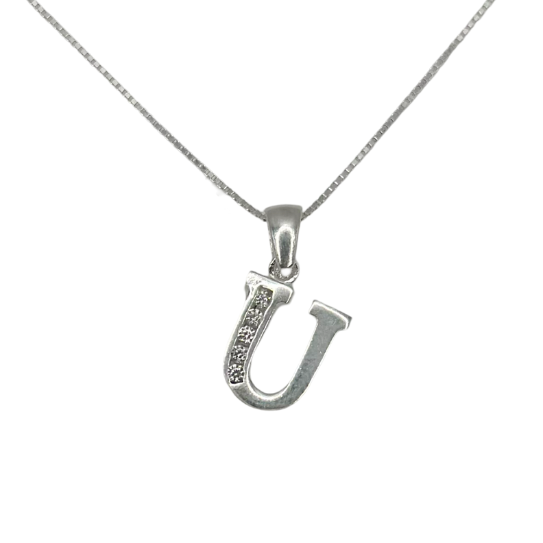 Collar Letra U circones mas caja de Regalo