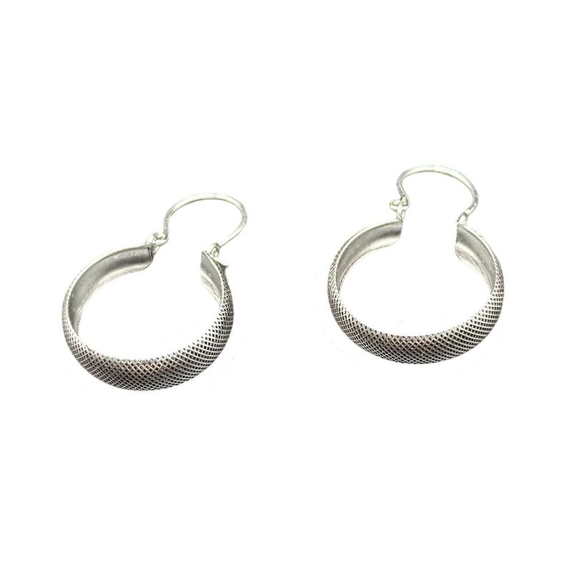 Aros Argolla Dama Gruesas Modelo Bote Facetado Plata 925 mas caja de regalo-0