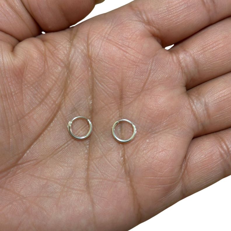 Aros Argolla Piercing Pequeños Lisos 8 Mm Plata Italiana 925-2
