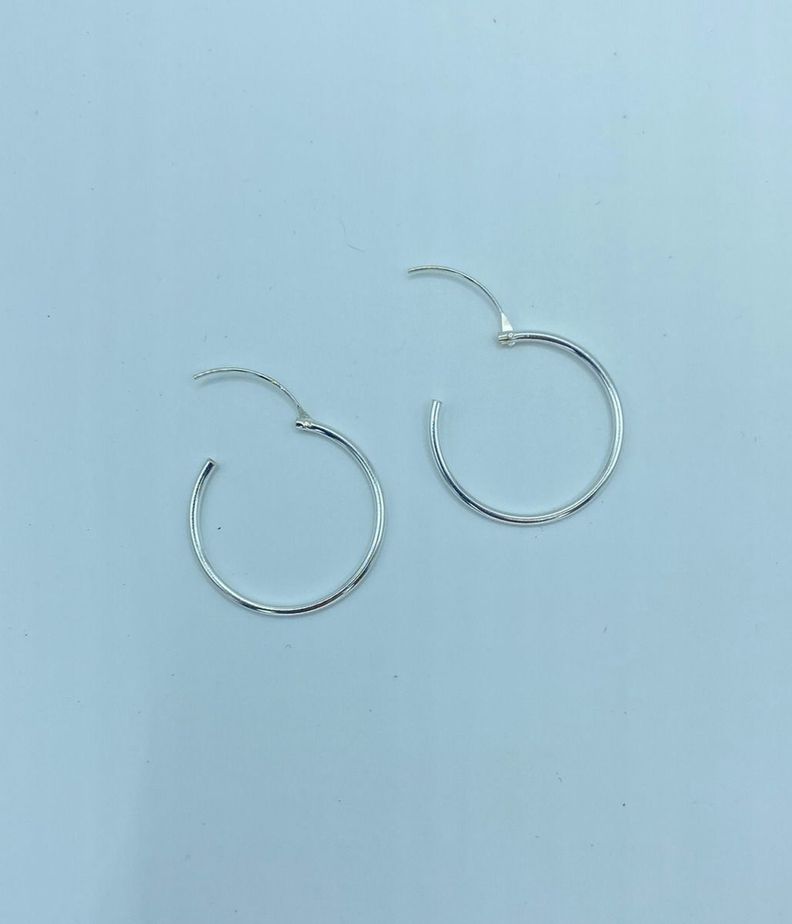 Aros Argolla Lisa 25 Mm Plata Italiana 925 Mas Estuche-2