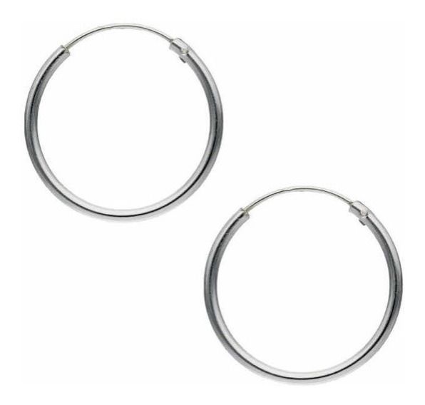 Aros Argolla Lisa 25 Mm Plata Italiana 925 Mas Estuche-0