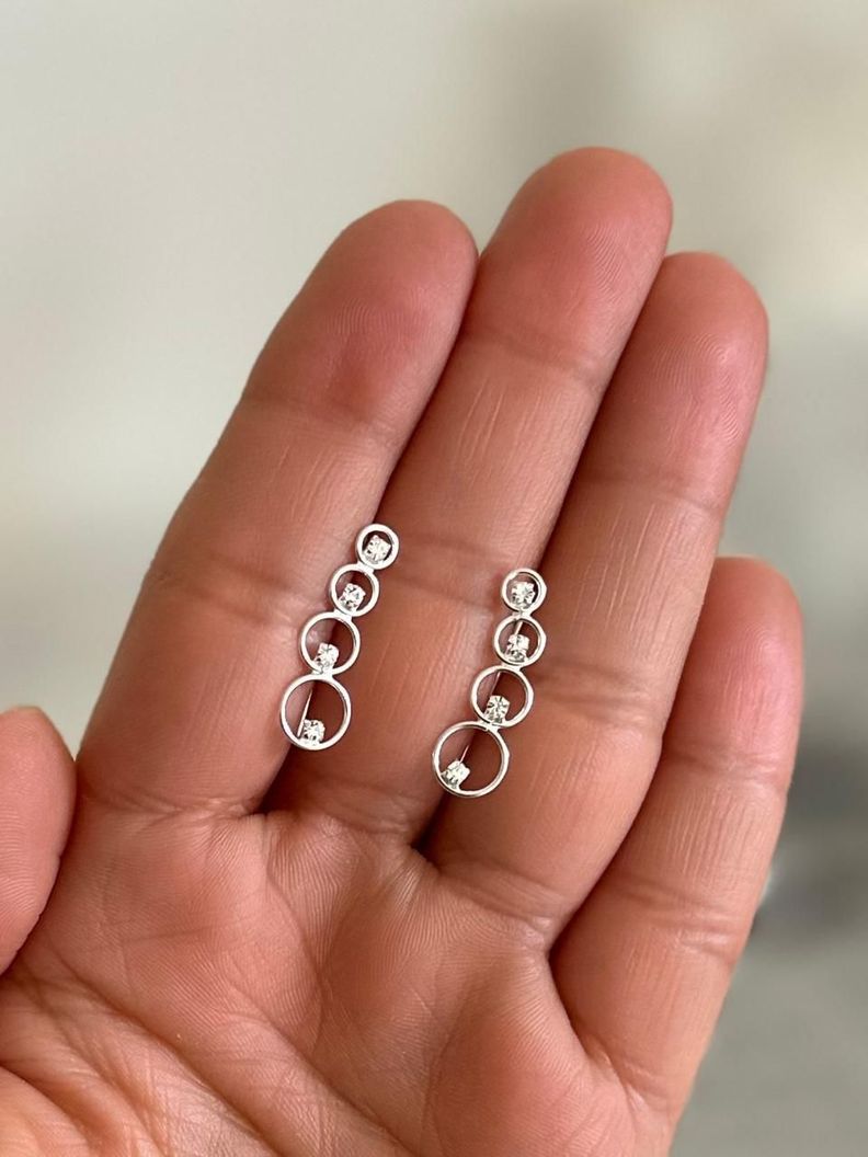 Aros Trepadores Circones Plata Ley Italiana 925 Mas Estuche-1