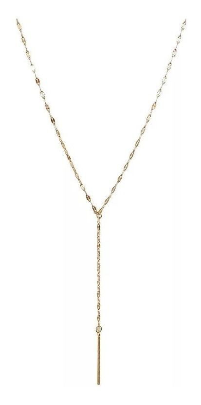 Collar Dama Barra Colgante Elegante Plata S925 Baño Oro-0