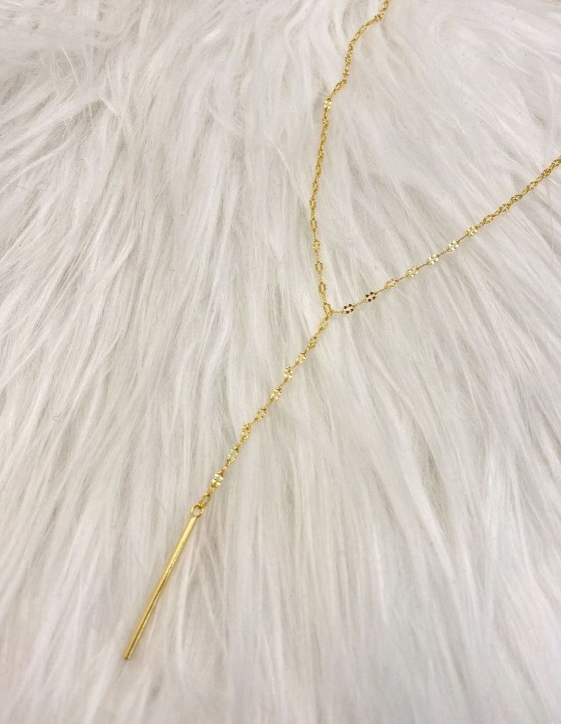 Collar Dama Barra Colgante Elegante Plata S925 Baño Oro-1